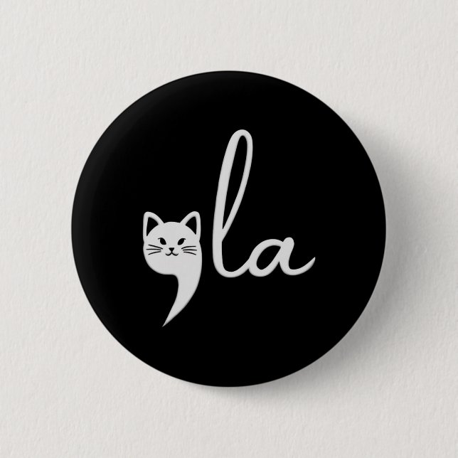 Cute Cat Comma-la Kamala Harris President 2024  Button (Front)