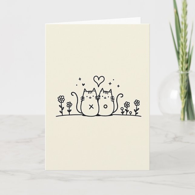 Cute Cat Couple Card (Front)