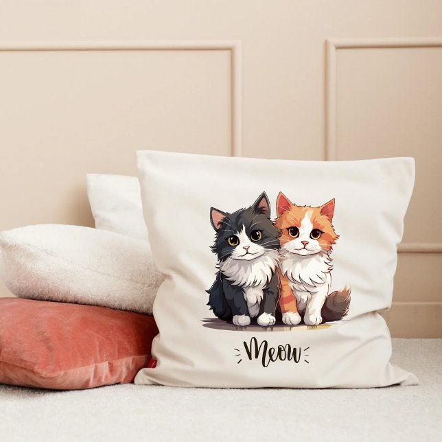 Cute cat couple cat lover throw pillow (Creator Uploaded)