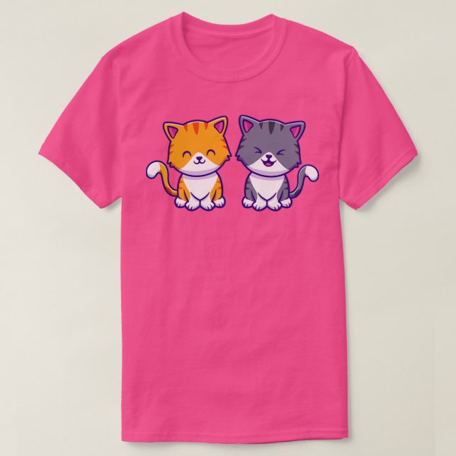 Cute Cat Couple Friend T-Shirt (Design Front)
