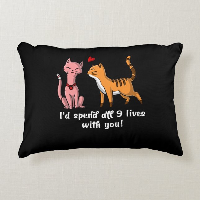 Cute Cat Couple Funny Kittens Valentines Day Accent Pillow (Front)