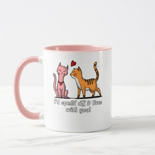 Cute Cat Couple Funny Kittens Valentines Day Mug (Left)