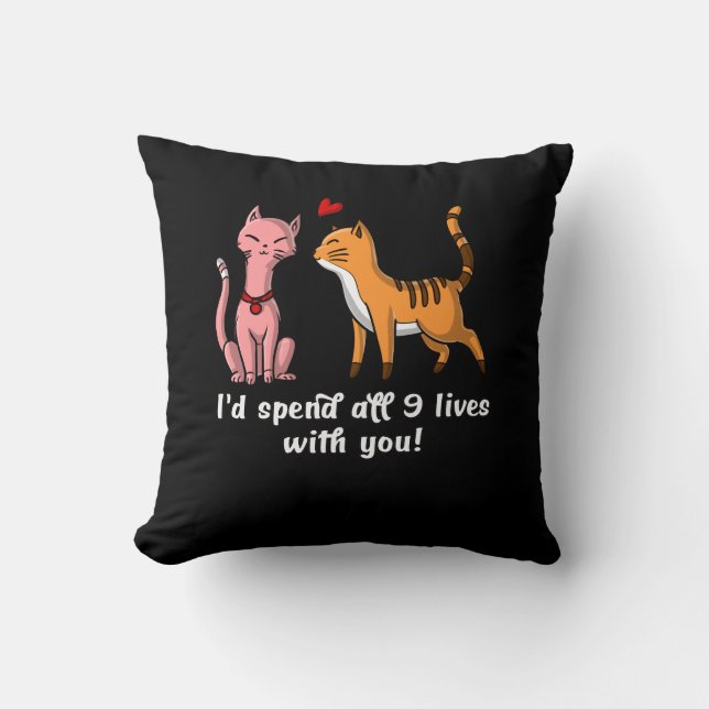 Cute Cat Couple Funny Kittens Valentines Day Throw Pillow (Front)