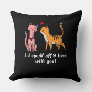 Cute Cat Couple Funny Kittens Valentines Day Throw Pillow
