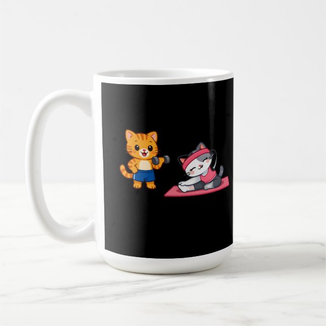 Cute Cat Couple Gym Workout Coffee Mug (Left)