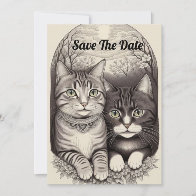 Cute Cat Couple  Invitation (Front)