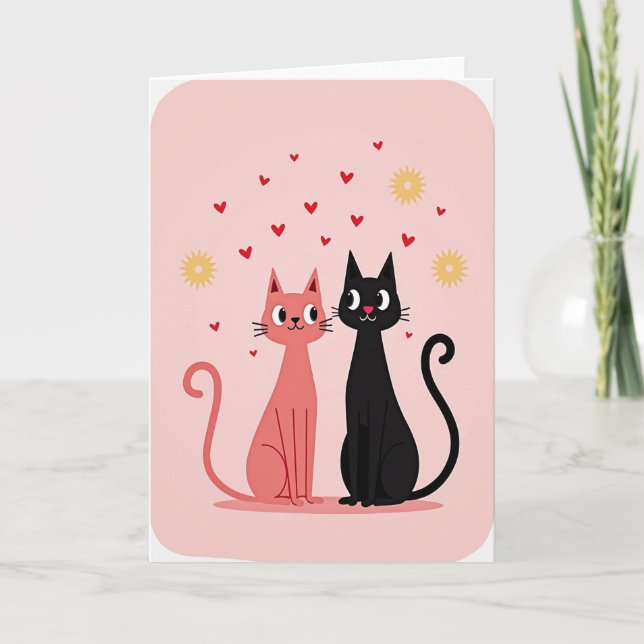 Cute Cat Couple Love Card (Front)