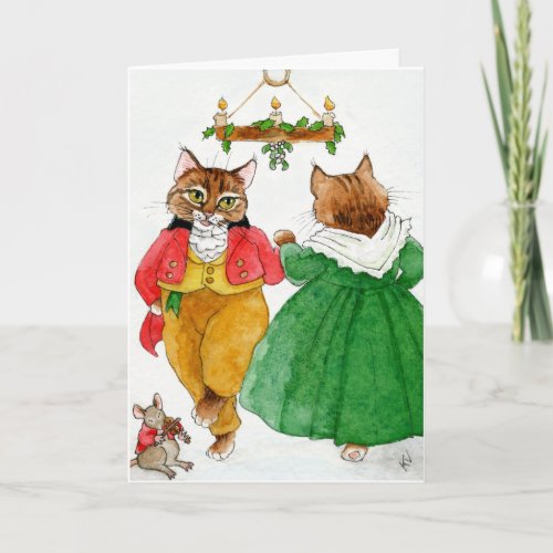 Cute cat couple mouse Christmas Dance Card