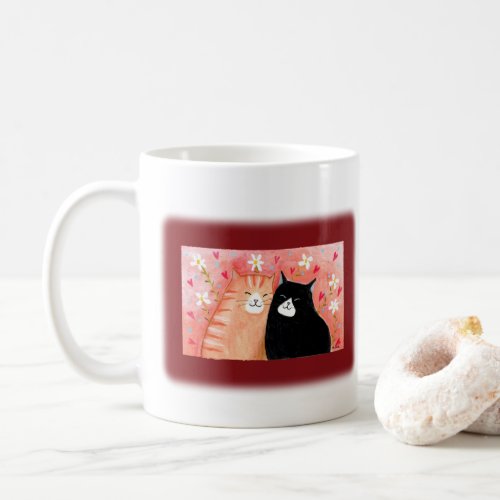Cute Cat Couple Orange Tabby Tuxedo Cat lover gift Coffee Mug