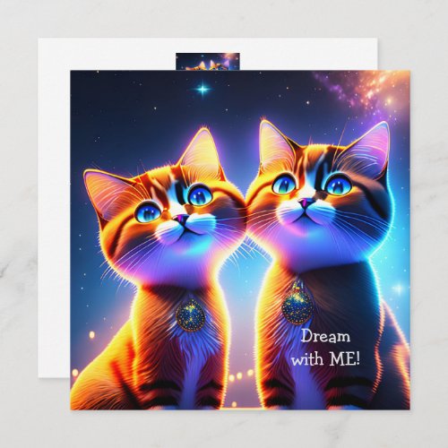 Cute cat couple under the starry sky _  