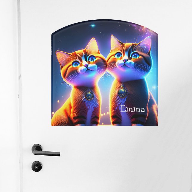 Cute cat couple under the starry sky -     door sign (Creator Uploaded)