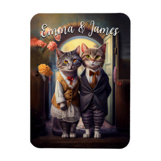 Cute Cat Couple Wedding - Customizable Magnet