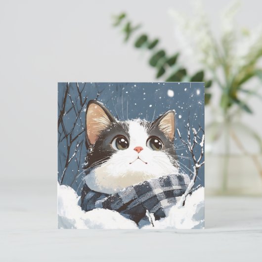 Cute cat cozy winter snow (Standing Front)