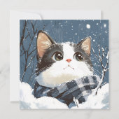 Cute cat cozy winter snow (Front)