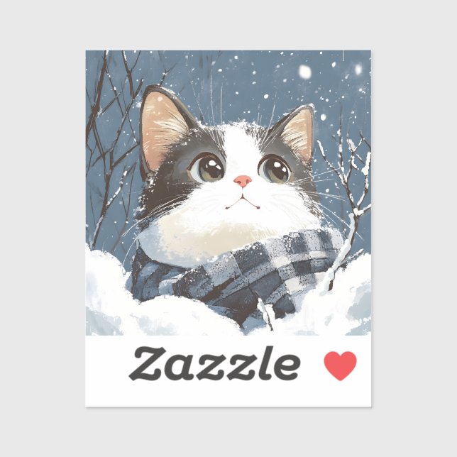 Cute cat cozy winter snow sticker (Sheet)