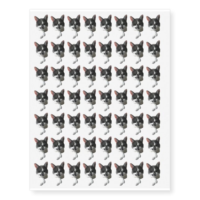 Cute Cat Crossed Paw Photo Design Temporary Tattoos (Front)