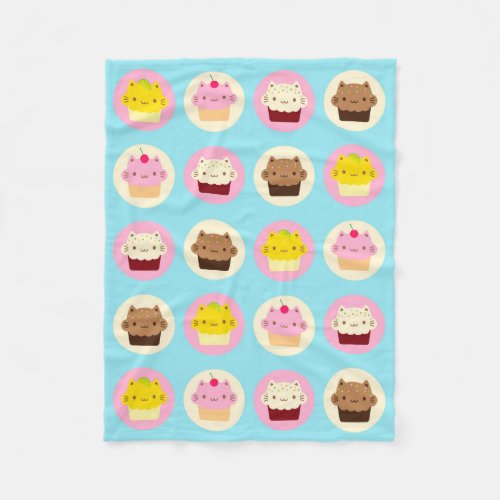 Cute Cat Cupcakes Fleece Blanket