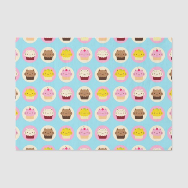 Cute Cat Cupcakes Tissue Paper (Front)