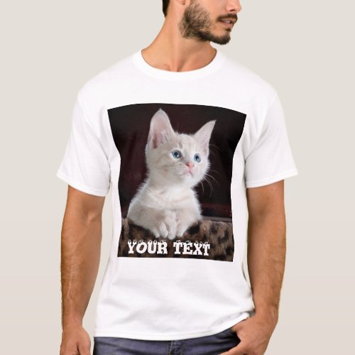 Cute Cat Custom Add Photo and Text Personalized T_Shirt