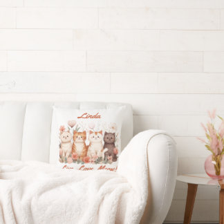 Cute Cat Custom Name Live Love Meow Gift Idea Throw Pillow