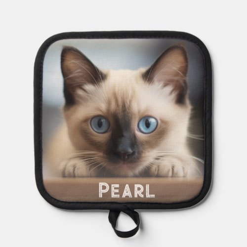 cute cat custom picture and name pot holder