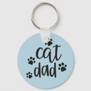 Cute cat Dad word art Trucker Keychain
