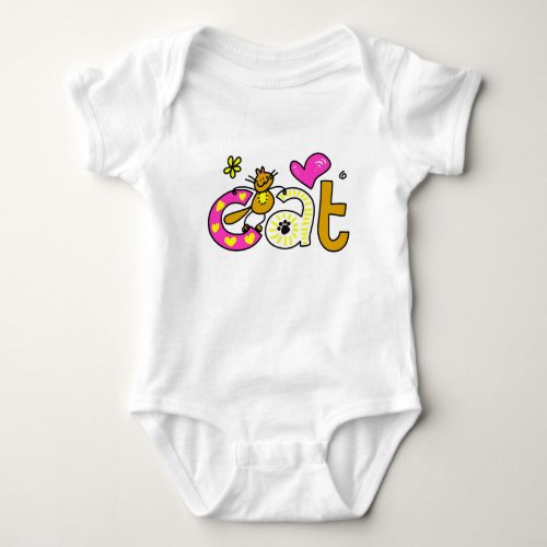 Cute Cat Decorative Modern Letter Print  Baby Bodysuit