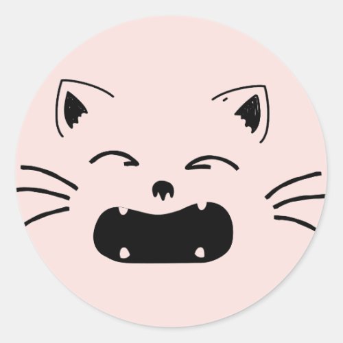 Cute cat design  Adorable feline artwork Classic Round Sticker