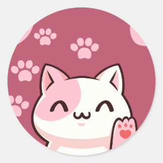 Cute Cat Design Classic Round Sticker