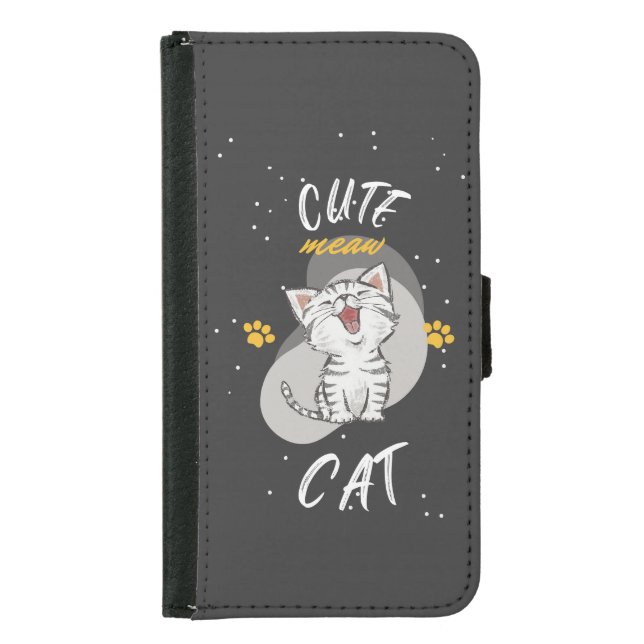 Cute CAT design Samsung Galaxy Wallet Case (Front)