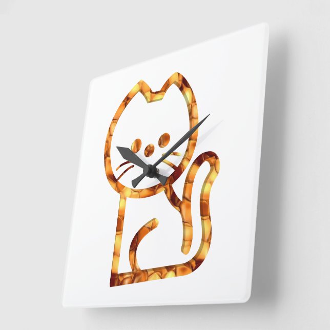 Cute cat design  square wall clock (Angle)
