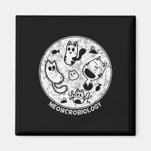 Cute Cat Distressed Bacteria Microbiology Science Magnet