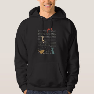 Cute Cat Distressed Music Notes Kitty Piano Musici Hoodie