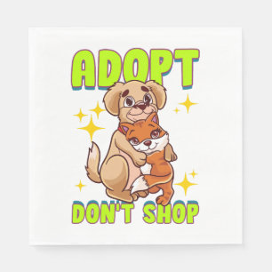 Cute Cat Dog Adopt Don t Shop Napkins