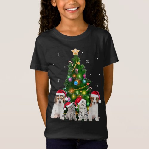 Cute Cat  Dog Christmas Tree Cat Lover Xmas Pets T_Shirt