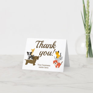 Cute Cat Dog Illustration Thank You Card