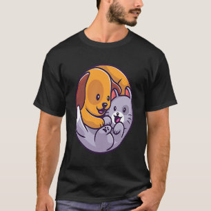 Cute Cat Dog Yin Yang T-Shirt