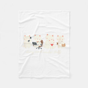 Cute Cat Doing Social Worker Stuff Mental Health Fleece Blanket