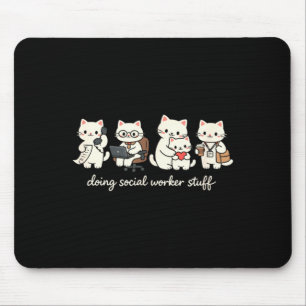 Cute Cat Doing Social Worker Stuff Mental Health Mouse Pad