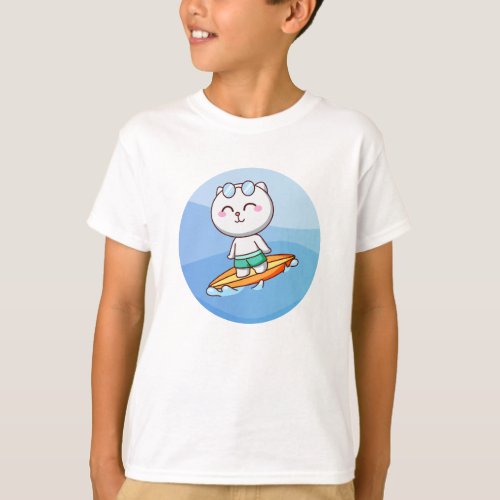 cute cat doing surf T_Shirt