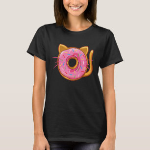 Cute Cat Donut Pink Sprinkles Cool Doughnuts T-Shirt