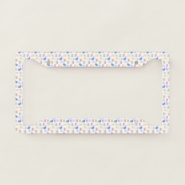 Cute Cat Doodle Pattern License Plate Frame (Front)