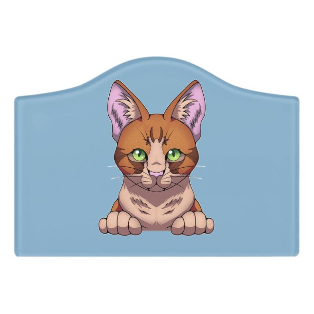 Cute Cat Door Sign (Small Crest Front)