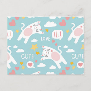Cute Cat Drawing Postcard