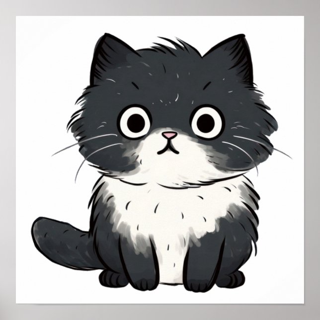 Cute cat drawing Small Poster (Front)