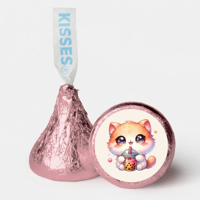 Cute Cat Drinking Boba Hershey®'s Kisses® (Front)
