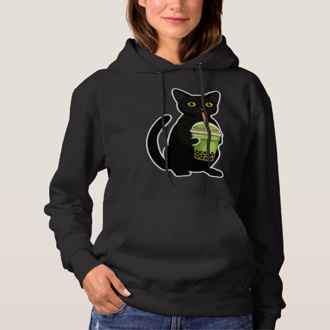 Cute Cat Drinking Tea  Tea  Costume Tea Hoodie (Front)