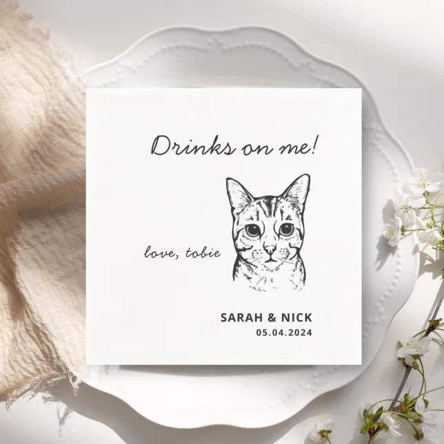 Drinks on Me Cocktail Napkins -Set of 4