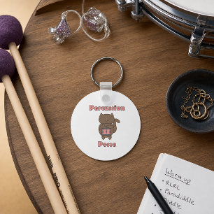 Cute Cat Drummer Percussion Posse Cartoon Music Keychain
