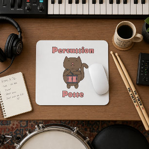 Cute Cat Drummer Percussion Posse Funny Musician  Mouse Pad